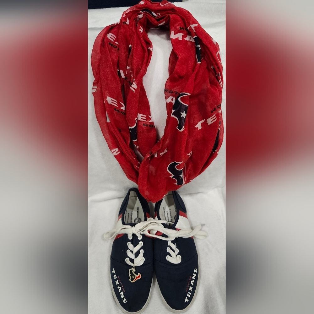 Houston Texans women's sneakers women's size 7 and infinity scarf set